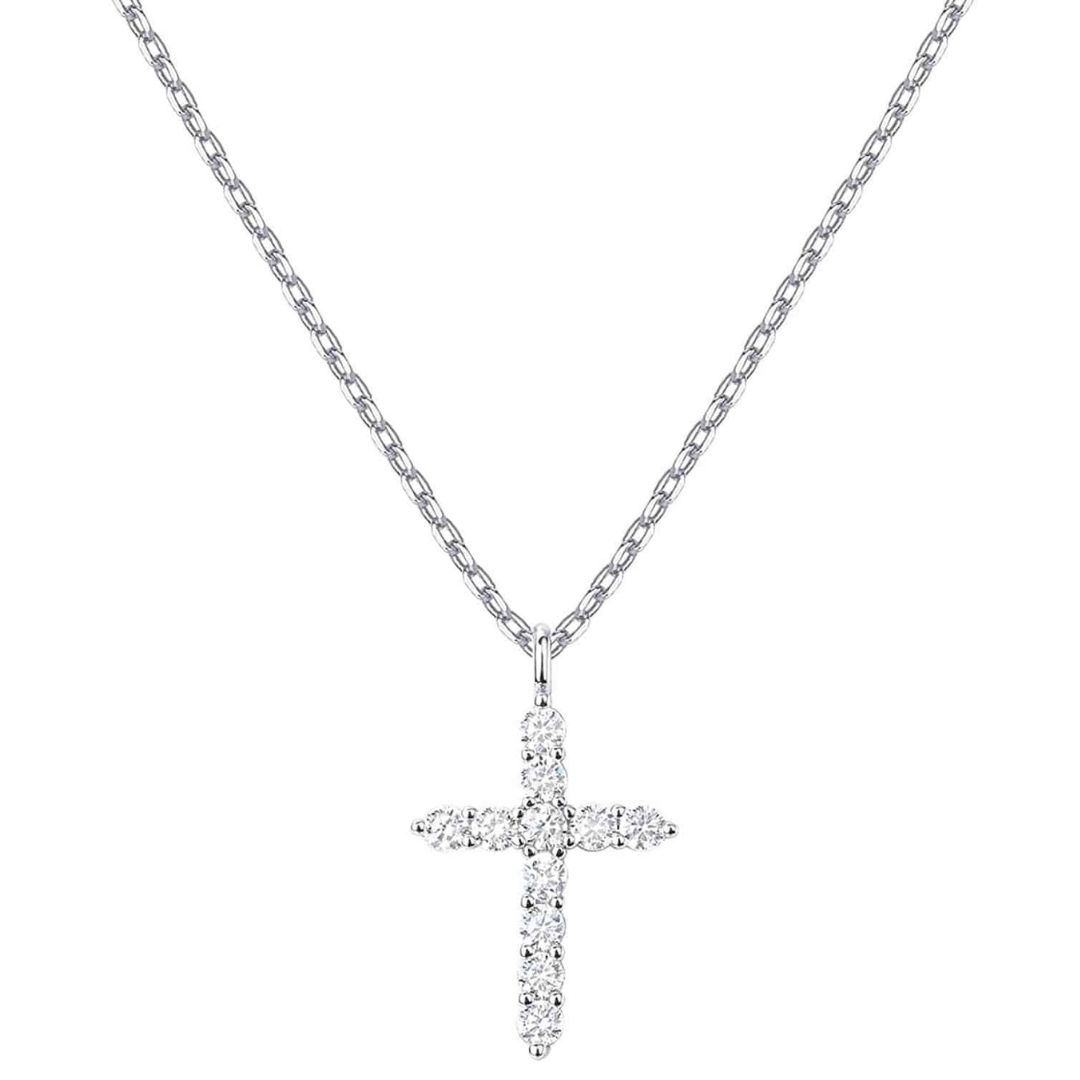 Pave cross pendant in silver