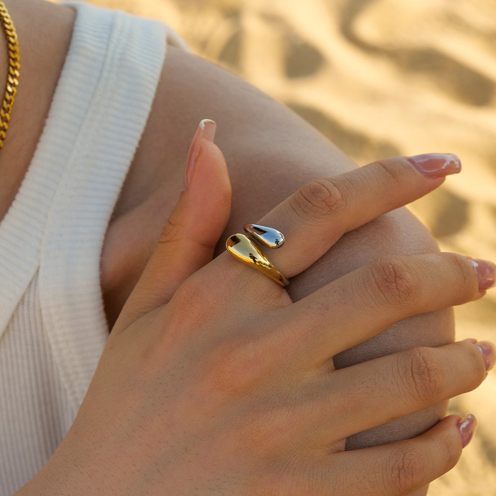 Sculptural Wrap Open Ring worn on hand