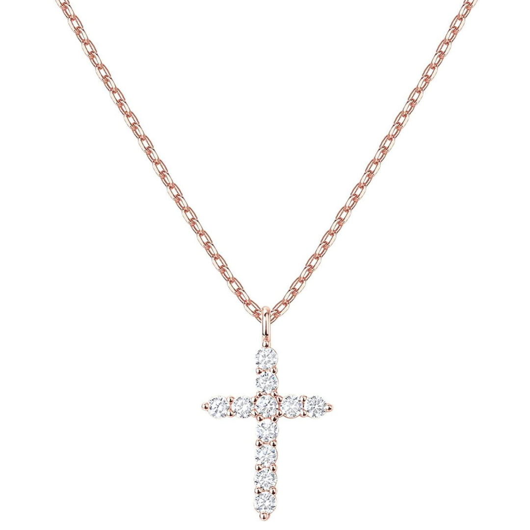 Pave cross pendant in rose gold