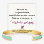 Engraved Friendship Cuff Bracelet with Color Enamel Gold Tone