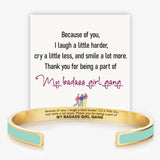 Engraved Friendship Cuff Bracelet with Color Enamel Gold Tone