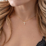 Pave Cross Pendant Necklace worn