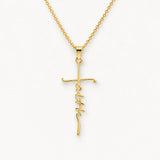 Faith Cross Necklace with Script Lettering Pendant