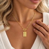 Cross Tag Necklace on Paperclip Chain with Toggle Clasp