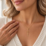 Faith Cross Necklace with Script Lettering Pendant