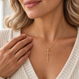 Faith Cross Necklace with Script Lettering Pendant