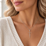 Faith Cross Necklace with Script Lettering Pendant
