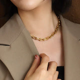 Link chain necklace close up