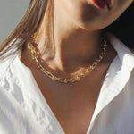 Link chain necklace on model