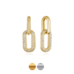 Rectangular Link Drop Earrings in gold