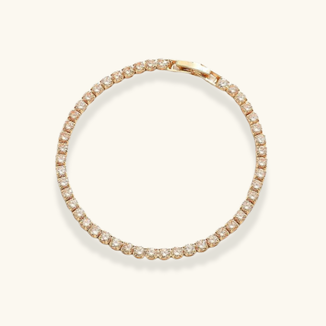 Slim Tennis Bracelet with 3mm stones in gold