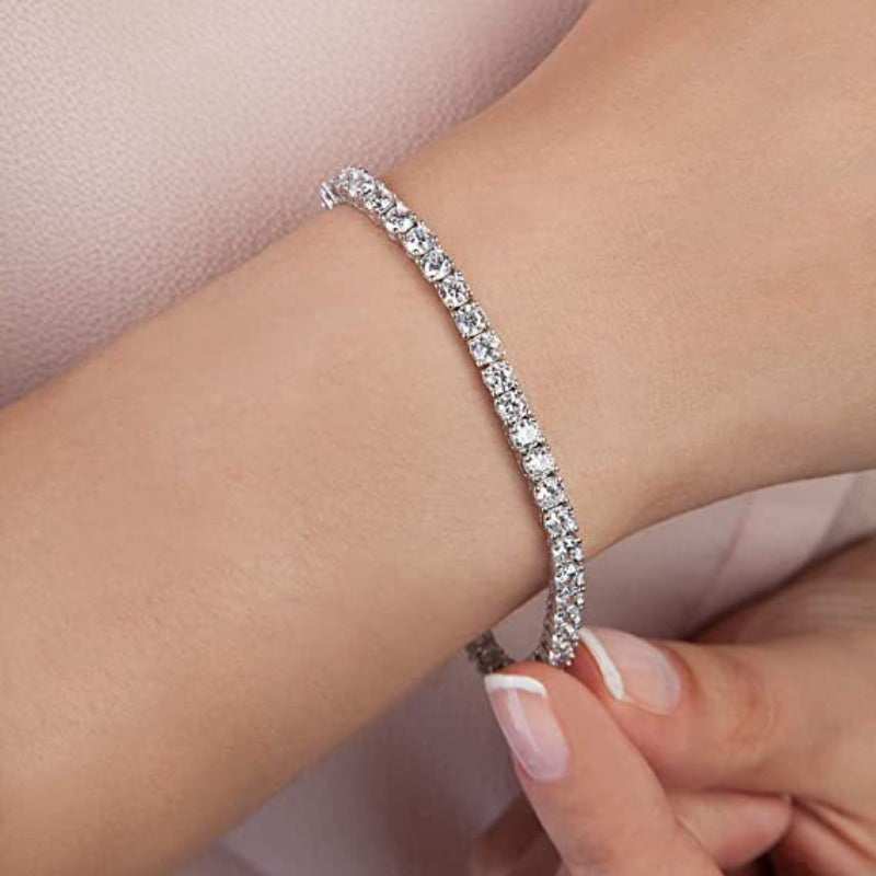 Slim tennis bracelet close up