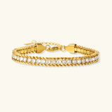 Gold Tennis Bracelet with Pave Stones