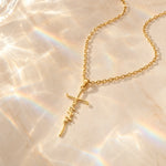 Faith Cross Necklace with Script Lettering Pendant