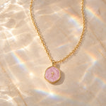 Gold Cross Medallion Necklace with Pearl Tone Center