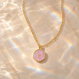 Gold Cross Medallion Necklace with Pearl Tone Center