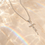 Faith Cross Necklace with Script Lettering Pendant