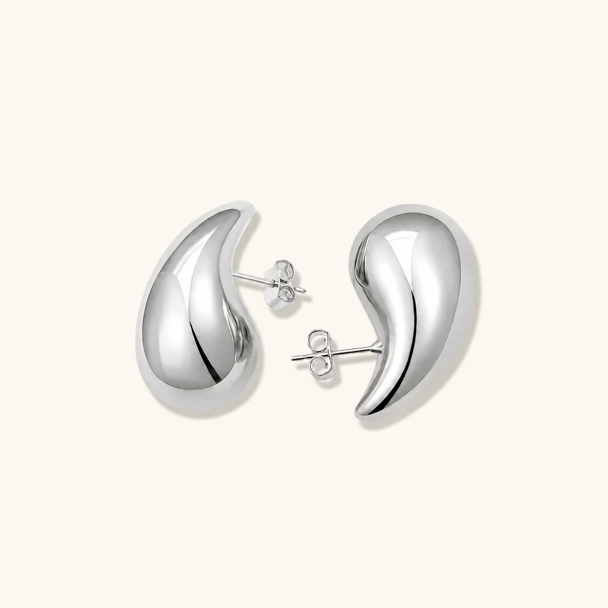 Chunky Teardrop Drop Earrings in silver