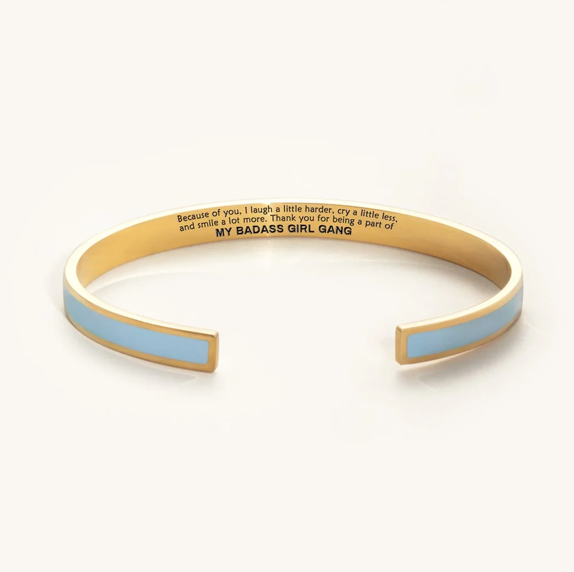 Engraved Friendship Cuff Bracelet with Color Enamel Gold Tone