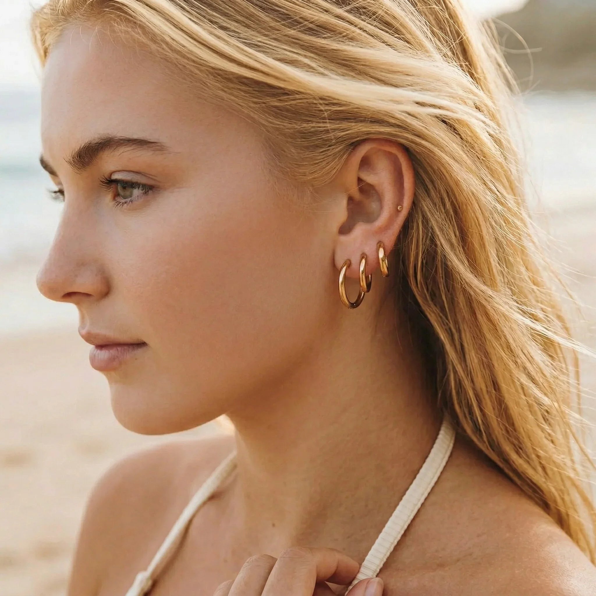 Classic Gold Hoop Earrings Set of 3