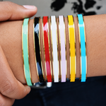 Engraved Friendship Cuff Bracelet with Color Enamel Gold Tone