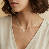 Dainty Pearl Cross Necklace