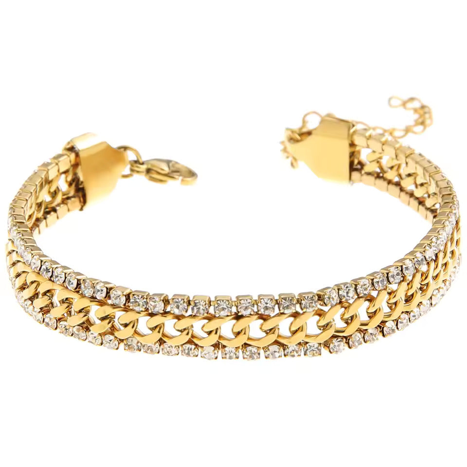 Double Row Cuban Link Tennis Bracelet