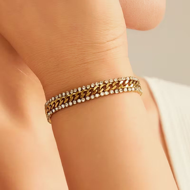 Double Row Cuban Link Tennis Bracelet