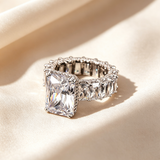 Emerald Cut Moissanite Eternity Engagement Ring