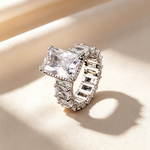 Emerald Cut Moissanite Eternity Engagement Ring