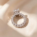 Emerald Cut Moissanite Eternity Engagement Ring