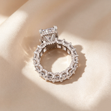 Emerald Cut Moissanite Eternity Engagement Ring
