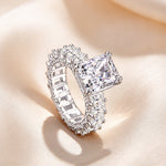 Emerald Cut Moissanite Eternity Engagement Ring