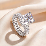 Emerald Cut Moissanite Eternity Engagement Ring