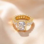 Emerald Cut Moissanite Eternity Engagement Ring