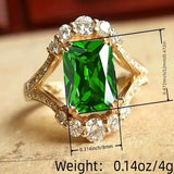 Emerald Green Crystal Halo Ring with Open Shoulders