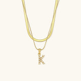 Fiona Layered Gold Initial Letter Necklace