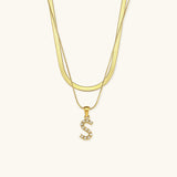 Fiona Layered Gold Initial Letter Necklace