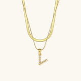 Fiona Layered Gold Initial Letter Necklace