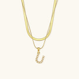 Fiona Layered Gold Initial Letter Necklace