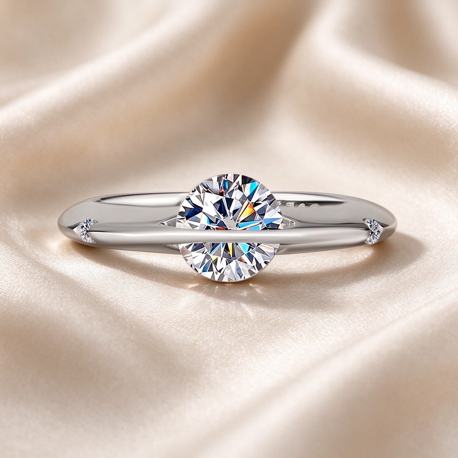 Floating Moissanite Spinner Ring