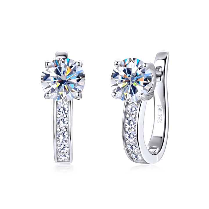 Huggie earring stone detail