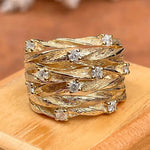 Vintage Gold Ring with woven textured bands