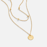 Layered Satellite Chain Disc Pendant Necklace