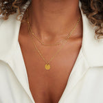 Layered Satellite Chain Disc Pendant Necklace
