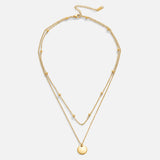 Layered Satellite Chain Disc Pendant Necklace