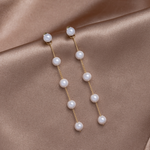 Long Pearl Drop Dangle Earrings