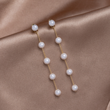 Long Pearl Drop Dangle Earrings