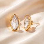 Marquise Moissanite Bezel Stud Earrings