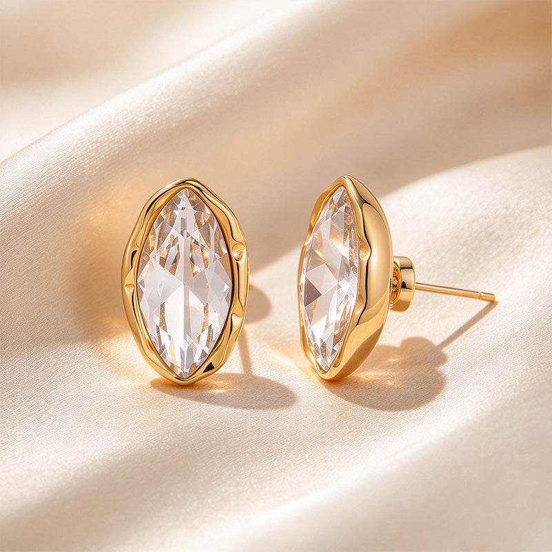 Marquise Moissanite Bezel Stud Earrings